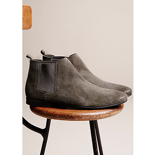 jacques-vertuk Grey suede chelsea boots 301712 men Shoes / Boots Boots