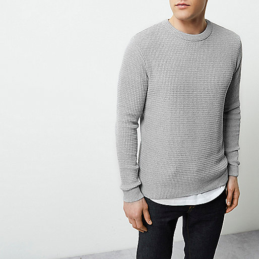 river island boxing day,jacques-vertuk Sale Coats Grey textured knit sweater Sweaters / Cardigans Sale men