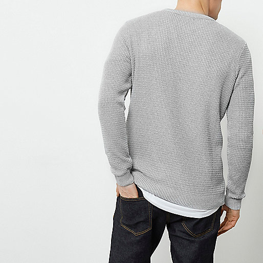 river island poncho,jacques-vertuk Outlet Grey textured knit sweater men 300915