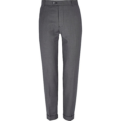 jacques-vertuk Grey textured skinny suit pants 293416 men Suits