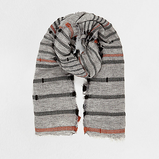 jacques-vertuk Grey textured stripe scarf 706745 women Accessories Scarves