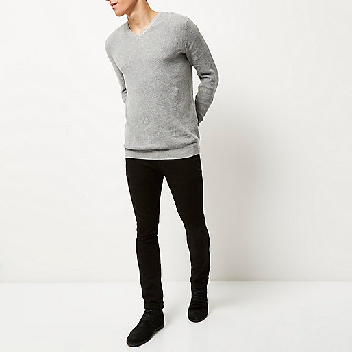 river island feather top,jacques-vertuk South Africa Grey textured V-neck sweater men 295208