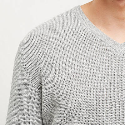 jacques-vertuk Grey textured V-neck sweater 295208 men Jumpers / Cardigans