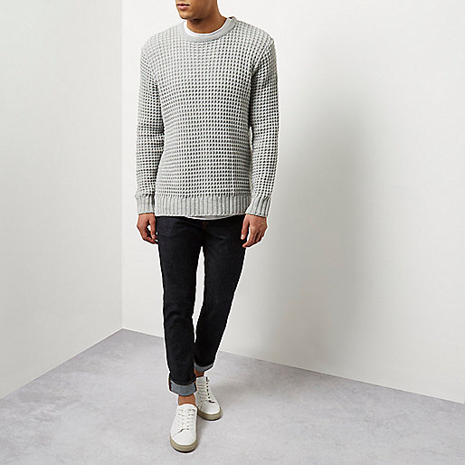 river island green skirt,jacques-vertuk London Grey textured waffle knit sweater men 300430