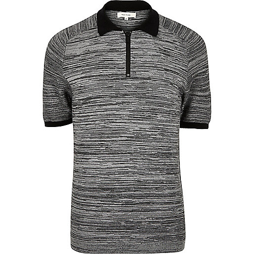 jacques-vertuk Grey textured zip-up polo shirt 292053 men Polo Shirts