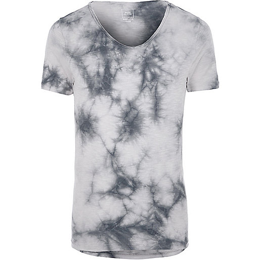 jacques-vertuk Grey tie dye muscle fit V neck T-shirt 301919 men T-Shirts / Vests T-shirts