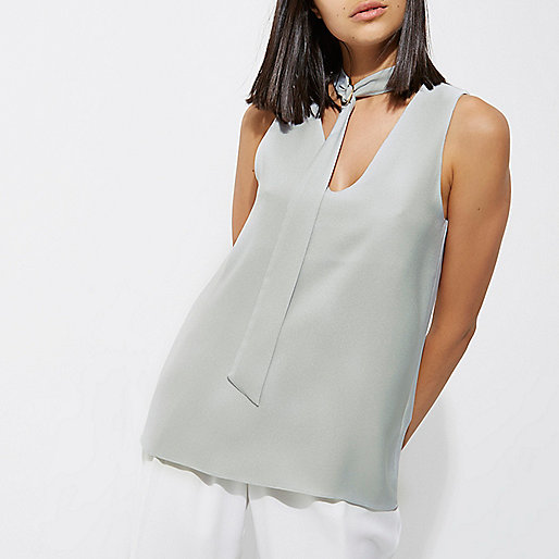 river island back packs,jacques-vertuk Online Grey tie ring sleeveless top women 707896