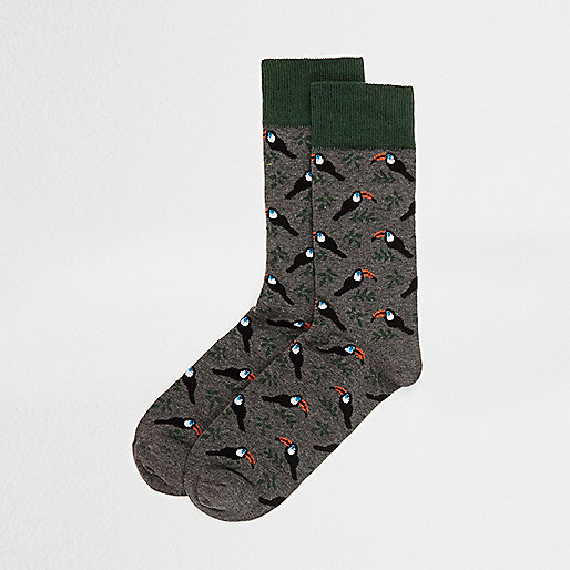 jacques-vertuk Grey toucan ankle socks 303313 men Underwear Socks