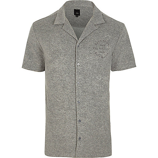 river island delivery,jacques-vertuk Ireland Grey towel revere print slim fit shirt men 301728