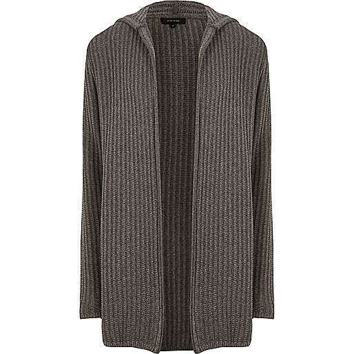 jacques-vertuk Grey twisted rib hooded longline cardigan 299865 men Jumpers / Cardigans