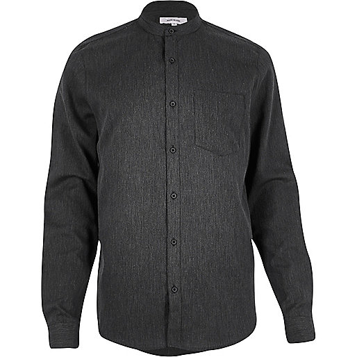 jacques-vertuk Grey waffle grandad collar shirt 291602 men Shirts