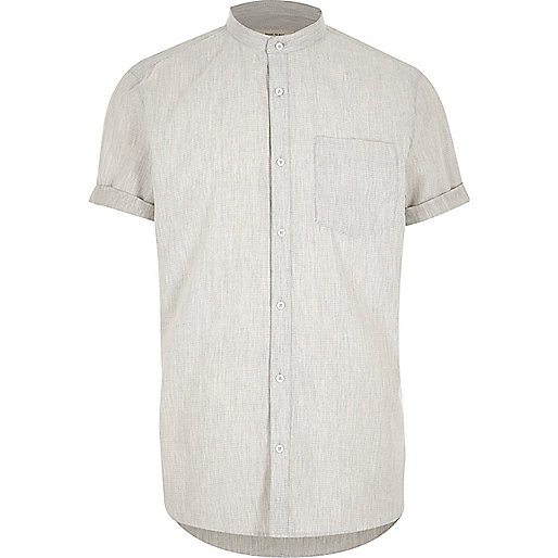 river island gingham smock dress,jacques-vertuk Online Grey waffle short sleeve grandad shirt men 295181