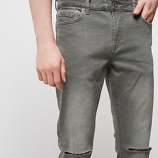 river island ripped jeans men s,jacques-vertuk Online Grey wash ripped knee skinny Sid jeans men 299181