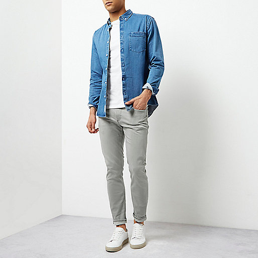 river island biker jeans,jacques-vertuk Jean Dress Grey wash skinny fit Sid jeans Skinny Jeans Jeans men