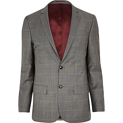 jacques-vertuk Grey window check skinny suit jacket 278322 men Suits