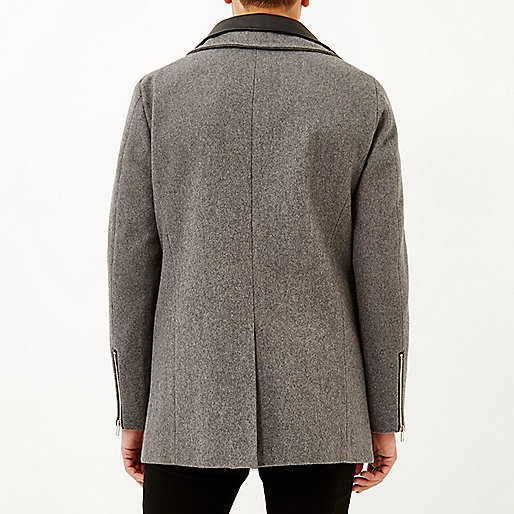 river island holiday shop sale,River I9Sland Grey wool-blend funnel neck jacket Coats / Jackets Sale men