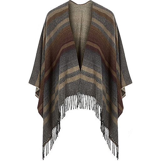 jacques-vertuk Grey woven stripe cape 289600 men Accessories