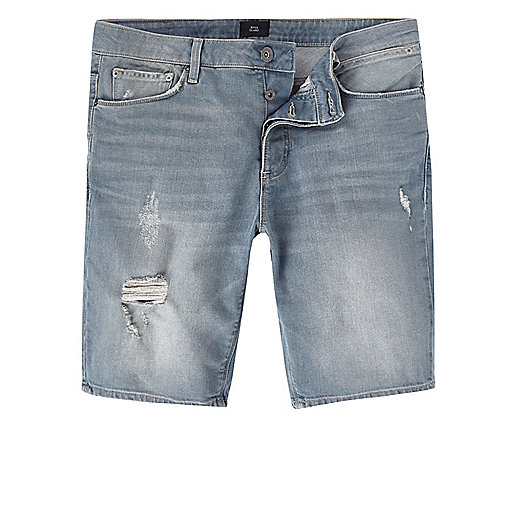 river island ripped jeans men s,jacques-vertuk Online Shopping Sale Ice grey wash skinny fit denim shorts Casual Shorts Shorts men