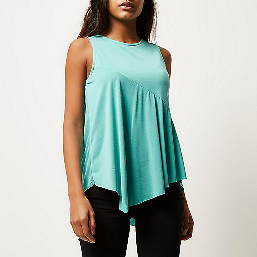 river island green jeans,jacques-vertuk Ireland Jade green sleeveless asymmetric hem top women 680296