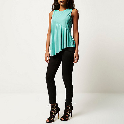 river island green jeans,jacques-vertuk Ireland Jade green sleeveless asymmetric hem top women 680296