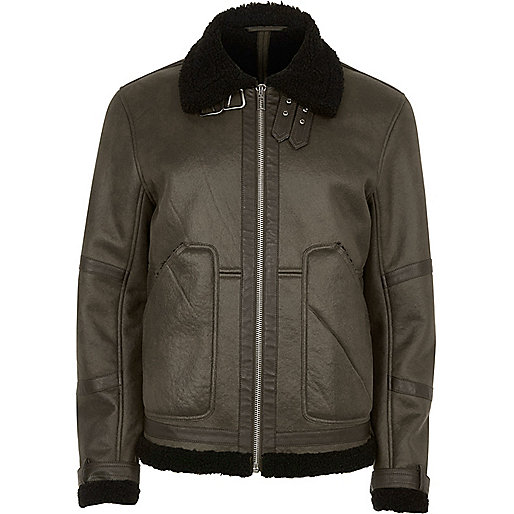 river island bond street,jacques-vertuk Online Khaki faux suede aviator jacket men 297375