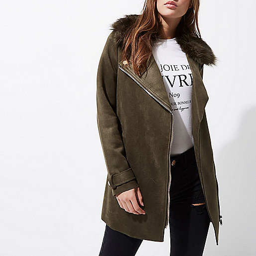 river island glitter sandals,jacques-vertuk Sale Ladies Wear Khaki fur trim biker collar swing coat Jackets Coats / Jackets women