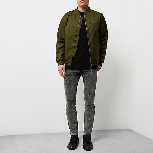 river island uk mens sale,jacques-vertuk Black Dress Khaki green Bellfield shine bomber jacket Coats / Jackets Sale men