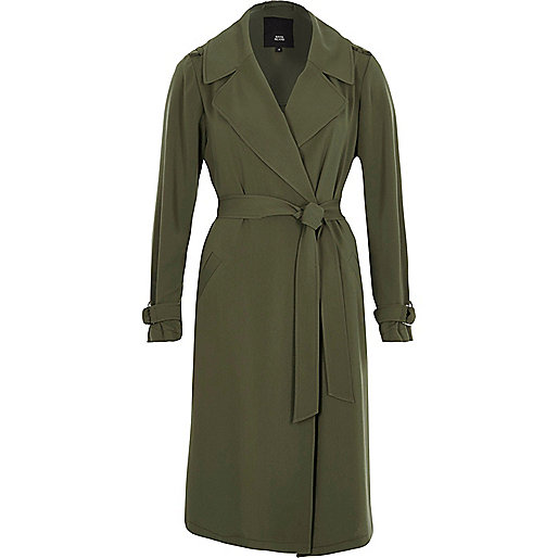 molly coated jeans river island,jacques-vertuk Online Khaki green belted duster trench coat women 704611