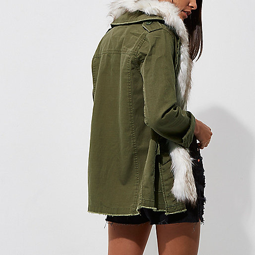 river island cuffed jeans,jacques-vertuk London Khaki green faux fur collar army jacket women 702046