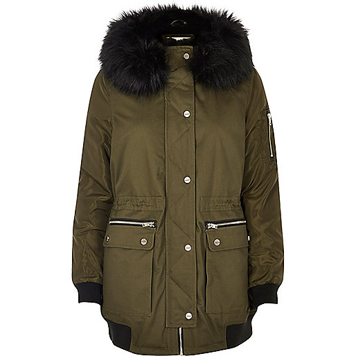 jacques-vertuk Khaki green hooded parka coat 690034 women Coats / Jackets