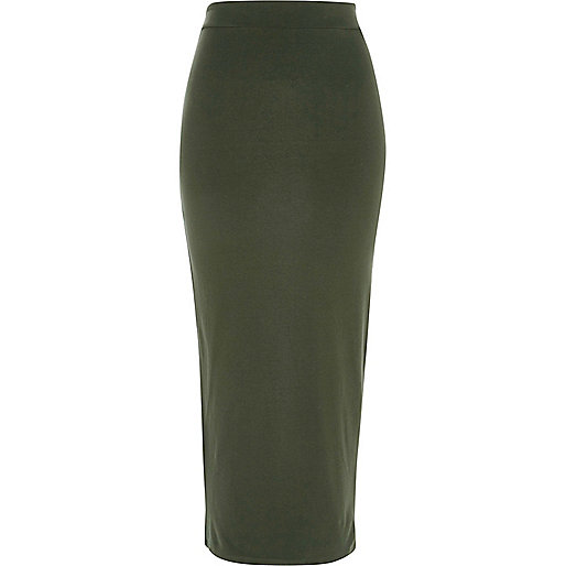 jacques-vertuk Khaki green jersey maxi skirt 702414 women Skirts Maxi Skirts