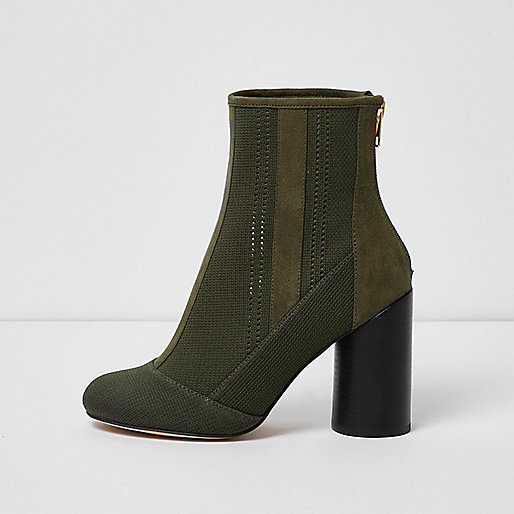 mens river island sliders,Rive4R Island Khaki green knitted ankle boots Boots Shoes / Boots women