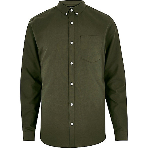 jacques-vertuk Khaki green long sleeve Oxford shirt 302741 men Shirts Long Sleeve Shirts