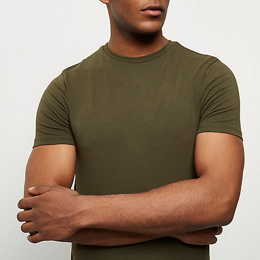 river island online,Shop jacques-vertuk Online Khaki green longline muscle fit T-shirt T-shirts T-Shirts / Tanks men