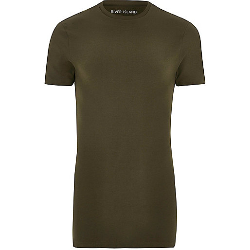 jacques-vertuk Khaki green longline muscle fit T-shirt 299453 men T-Shirts / Vests T-shirts