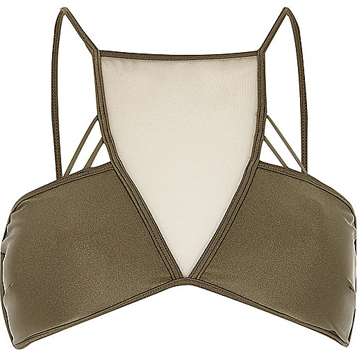 river island strappy heels,jacques-vertuk Shop Khaki green mesh insert strappy bikini top women 696496