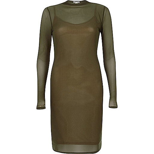 river island black scuba dress,jacques-vertuk Shop Online Sale Khaki green mesh long sleeve bodycon dress Bodycon Dresses Dresses women