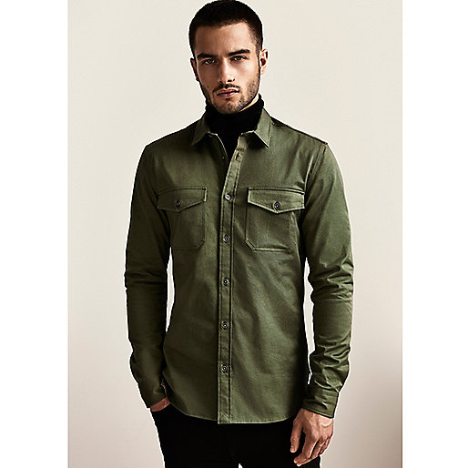 river island day dresses,jacques-vertuk Online Winkelen Khaki green muscle fit military shirt Long Sleeve Shirts Shirts men