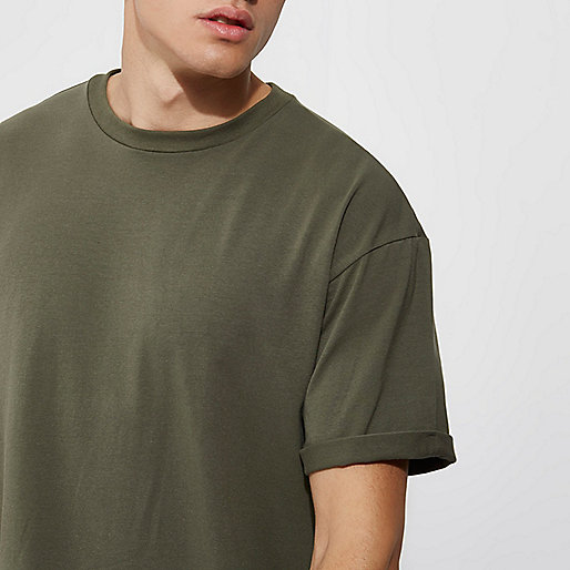 river island womens tops,jacques-vertuk Dresses On Sale Khaki green oversized fit crew neck T-shirt T-shirts T-Shirts / Tanks men