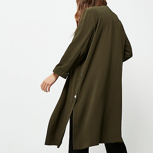 river island black jelly sandals,River I9Sland Khaki green popper side duster coat Coats / Jackets Sale women