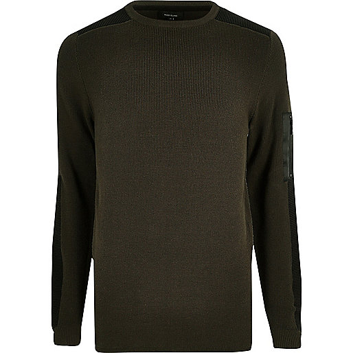 jacques-vertuk Khaki green ribbed slim fit sweater 299847 men Jumpers / Cardigans