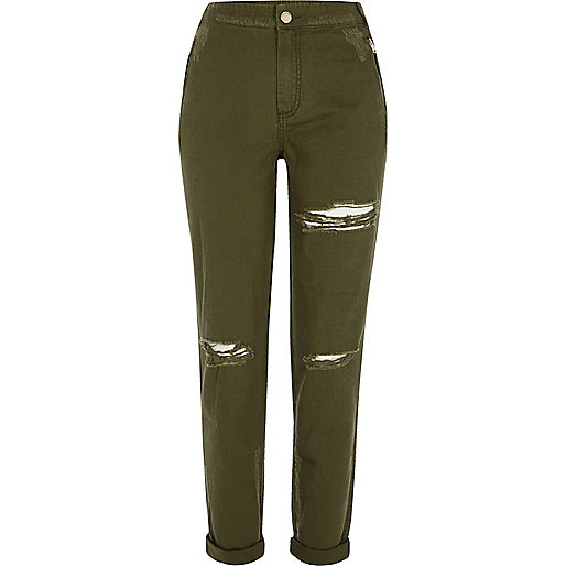 jacques-vertuk Khaki green ripped tapered pants 699770 women Trousers