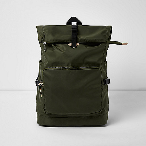 jacques-vertuk Khaki green roll top backpack 301692 men Bags Backpacks