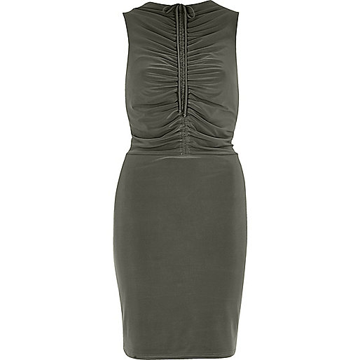 jacques-vertuk Khaki green ruched bodycon dress 699204 women Dresses