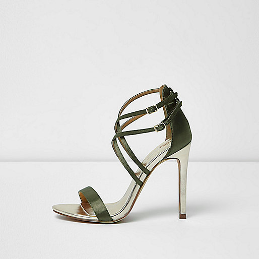 river island knot front dress,jacques-vertuk London Khaki green satin caged sandals women 699963