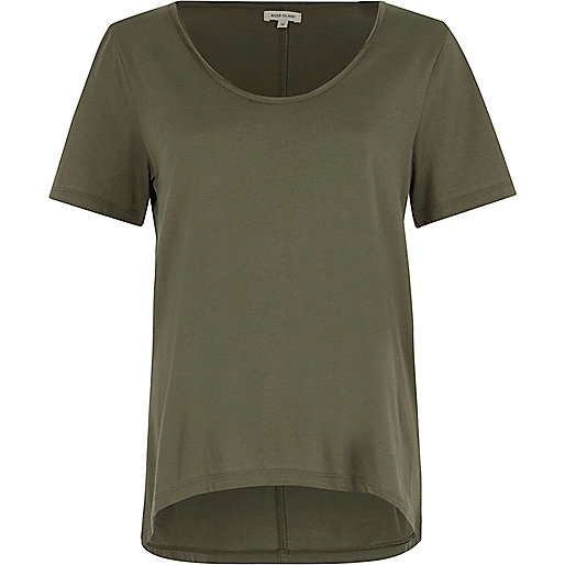 jacques-vertuk Khaki green scoop neck T-shirt 700918 women Tops T-Shirts & Vests Plain T-Shirts / Vests