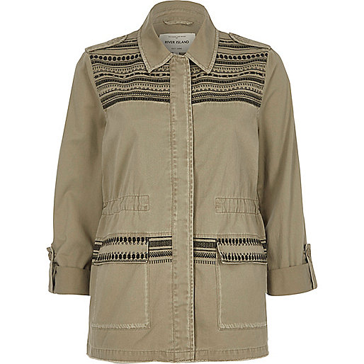 river island new jeans,jacques-vertuk 3 Khaki green studded army jacket Jackets Coats / Jackets women