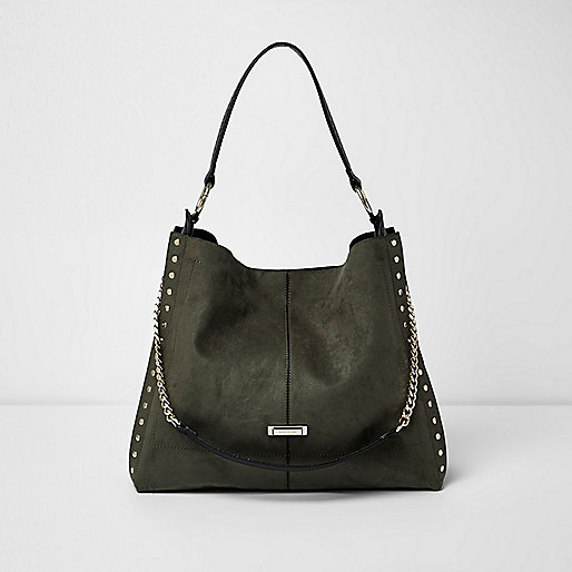 black wedge trainers river island,jacques-vertuk Online Website Khaki green studded oversized slouch bag Shoulder Bags Bags / Purses women