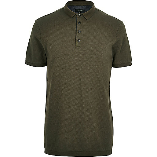 river island animal print,jacques-vertuk Dresses Going Out Khaki green textured polo shirt Polo Shirts Sale men