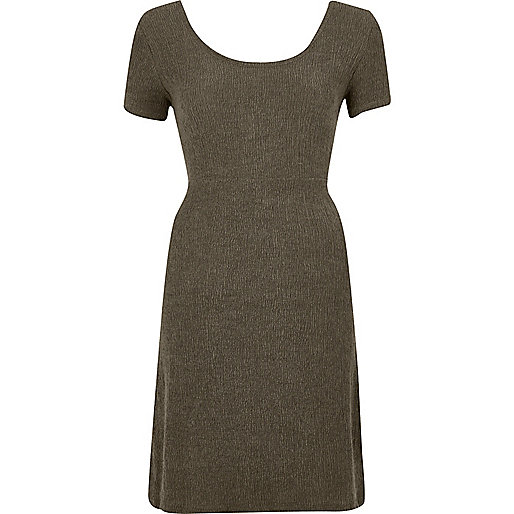 jacques-vertuk Khaki green textured tie back dress 700344 women Dresses